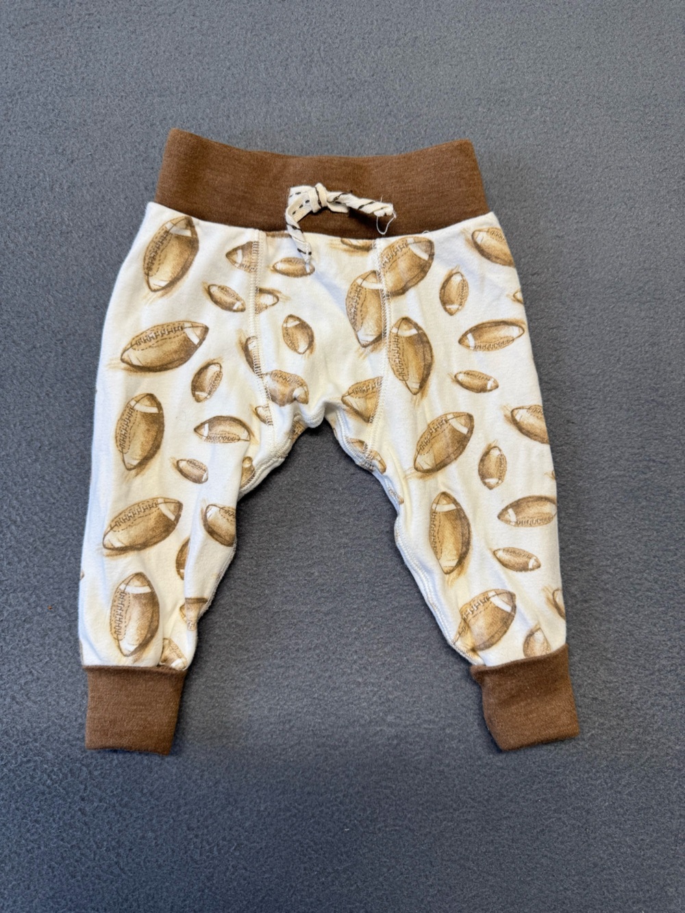 MudPie Cream & Brown Football Print Joggers
